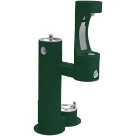 Halsey Taylor 4420BF1LDBEVG Outdoor Bottle Filling Station Bi-Level with Pet Station Evergreen
