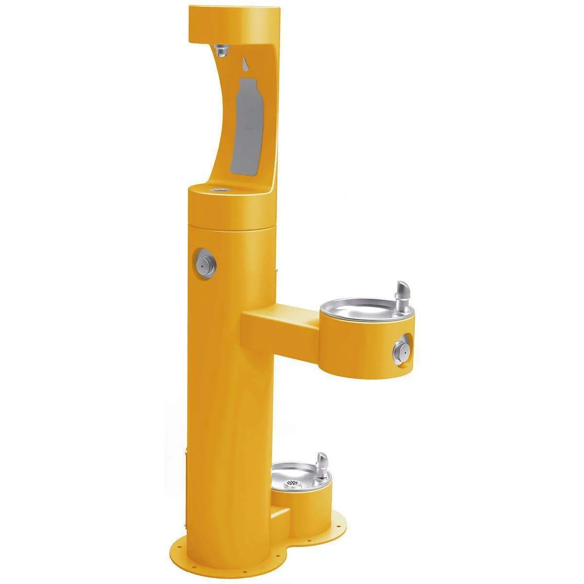 Halsey Taylor Endura II Outdoor HydroBoost Upper Bottle Filling Station, Bi-Level w/ Pet Station Non-Filtered Non-Refrigerated FR Yellow 4420BF1UDBFRKYLW