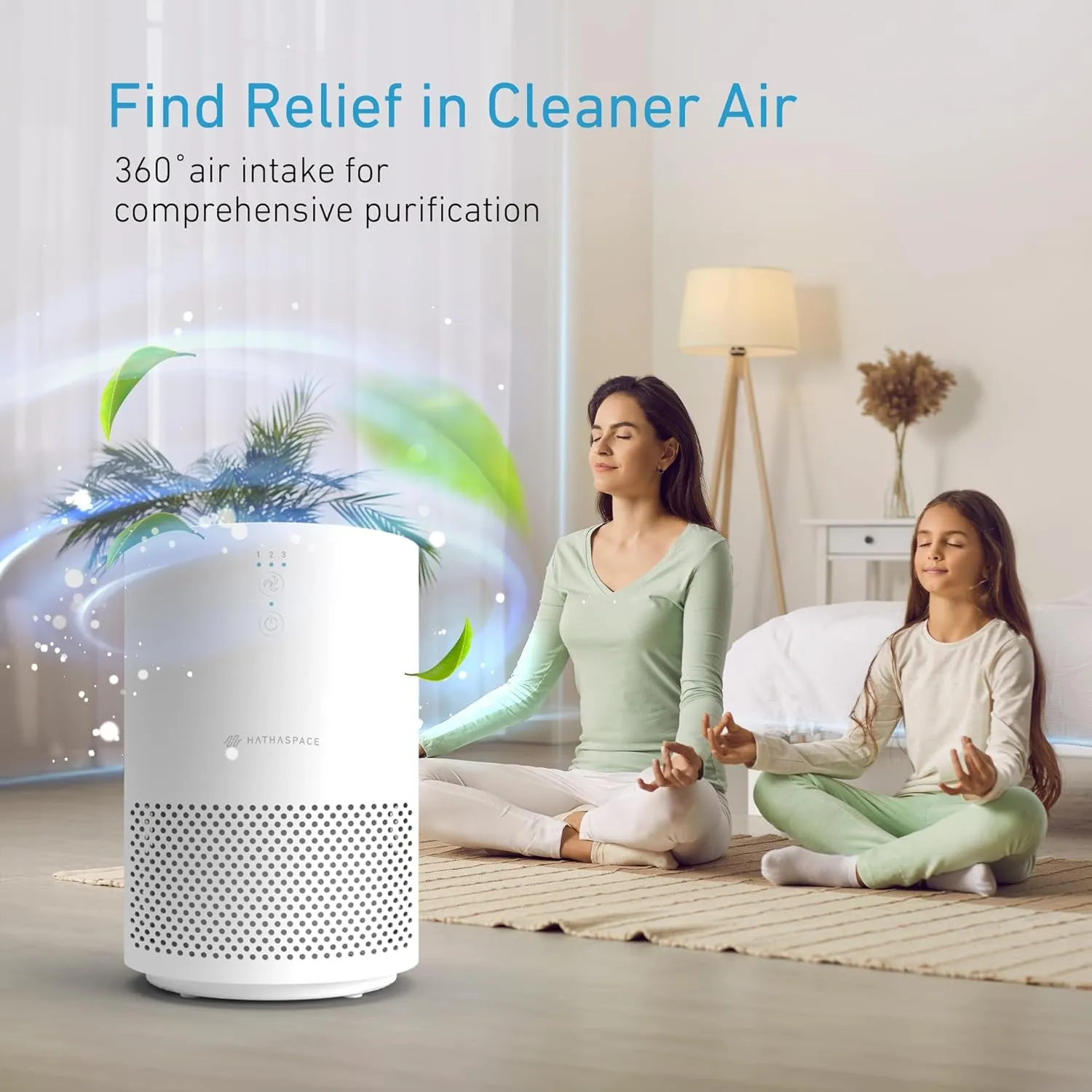 HATHASPACE HSE200 Smart True HEPA Air Purifier for Home, Small Air Cleaner with Activated Carbon Filter, Removes 99.9% of Dust, Smoke, Pet Dander, Odors, VOCs, Covers Up to 200 Sq. Ft, White