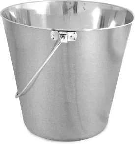 Heavy Duty Stainless Steel Bucket for Dogs - 4 Quart - Durable Flat-Sided Metal Bucket for Feeding Watering & Cleaning- Perfect for Kennels, Cages, Critter Crates & Hanging on Fences
