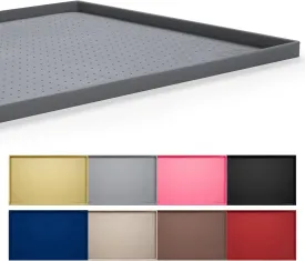 Hubulk Dog Feeding Mat,100% Waterproof Food Grade Silicone Pet Food and Water Bowl Placemat,Dishwasher, High Raised Edge to Prevent Spills,Nonslip Tray to Stop Messes on Floor (19"X12"X0.5", Grey)