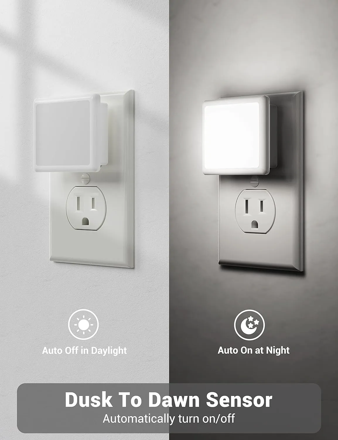 JandCase Night Lights Plug into Wall, LED Night Light with Light Sensors[2 Pack], 5000K Bright Night Light for Bathroom,Nightlight Plug in Suitable for Living Room, Adults, Hallway
