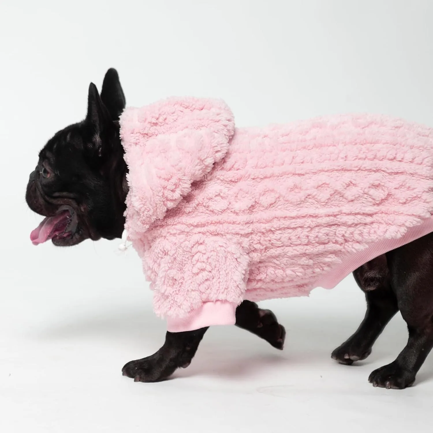 KOOLTAIL Fleece Dog Sweater Hoodie for Small Medium Large Dogs - Super Soft Fall Dog Clothes Hat Hooded Sweatshirt with Leash Hole, Warm Winter Cold Weather Pet Coat for Puppy Cats Girl Female Pink S