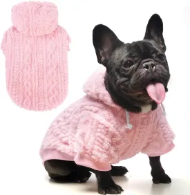 KOOLTAIL Fleece Dog Sweater Hoodie for Small Medium Large Dogs - Super Soft Fall Dog Clothes Hat Hooded Sweatshirt with Leash Hole, Warm Winter Cold Weather Pet Coat for Puppy Cats Girl Female Pink S