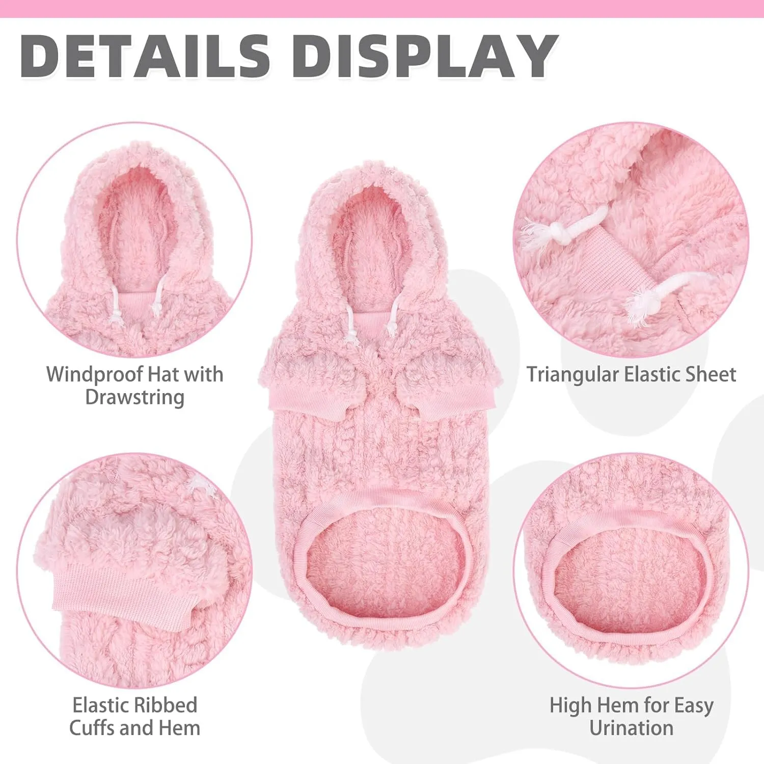 KOOLTAIL Fleece Dog Sweater Hoodie for Small Medium Large Dogs - Super Soft Fall Dog Clothes Hat Hooded Sweatshirt with Leash Hole, Warm Winter Cold Weather Pet Coat for Puppy Cats Girl Female Pink S
