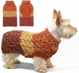KYEESE Dog Sweater Color Block Dog Sweaters for Medium Dogs Boy with Fuzzy Thread Knitted Turtleneck Medium Dog Sweater Knitwear Dog Sweater for Medium Dogs Fall Winter Dog Clothes, Brown, XL