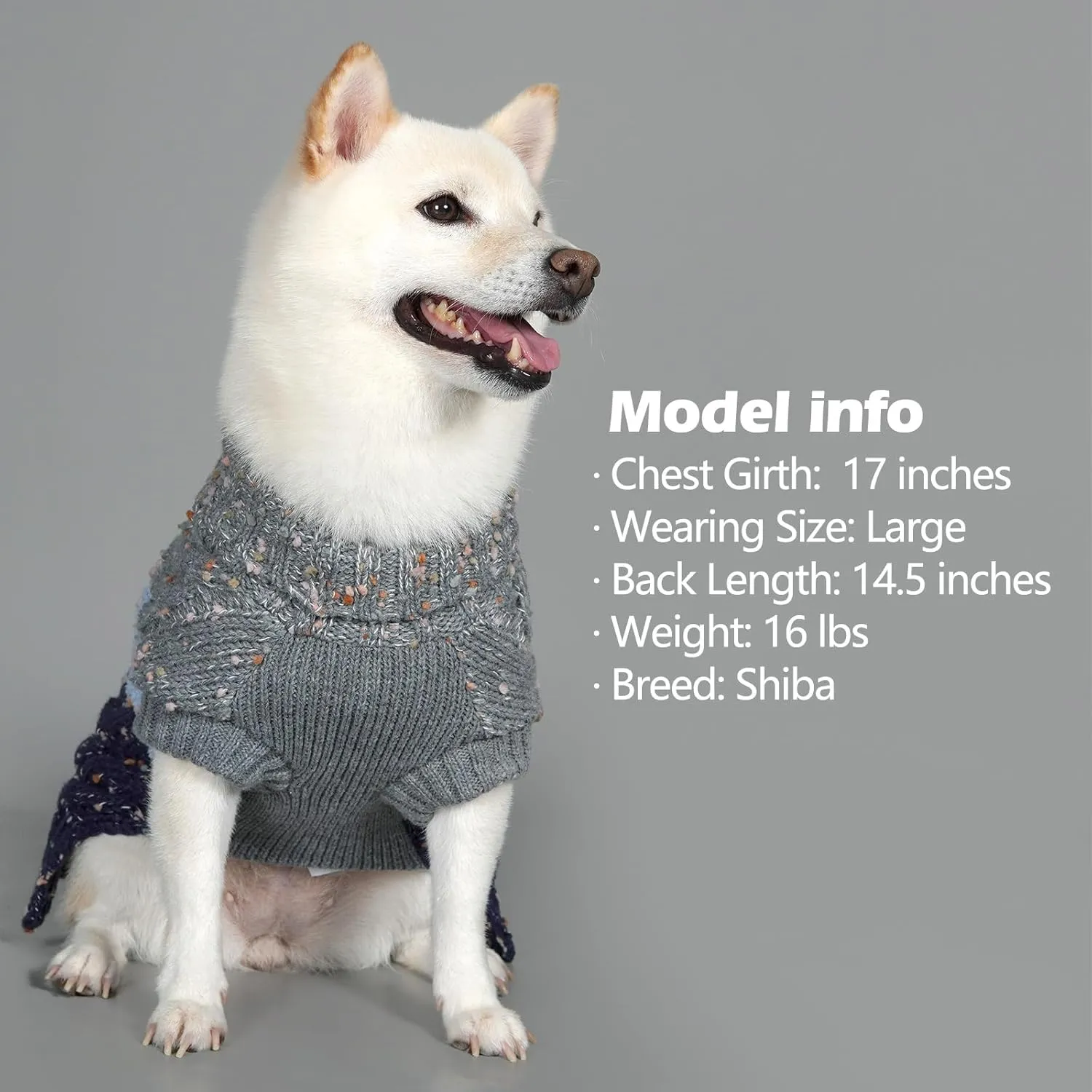 KYEESE Dog Sweater Color Block with Fuzzy Thread Knitted Turtleneck Dog Knitwear with dots in a Variety of Colors for Medium Dogs Fall Winter Dog Clothes, Navyblue, XL