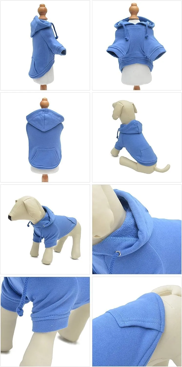 Lovelonglong Blank Basic Hoodie Sweatshirt for Dogs 100% Cotton Fits Small Medium Dachshund Large Dog Royle Blue 3XL