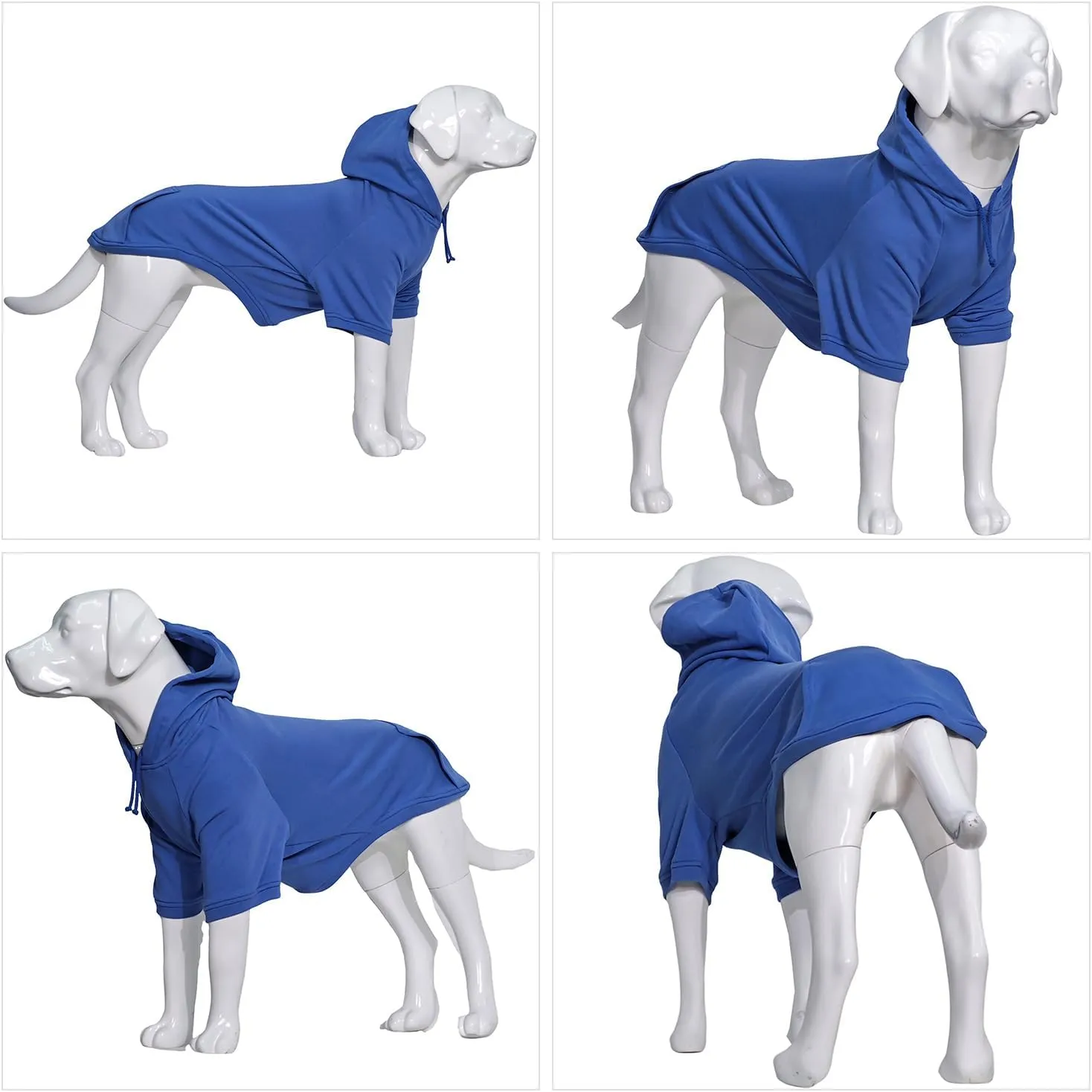 Lovelonglong Blank Basic Hoodie Sweatshirt for Dogs 100% Cotton Fits Small Medium Dachshund Large Dog Royle Blue 3XL