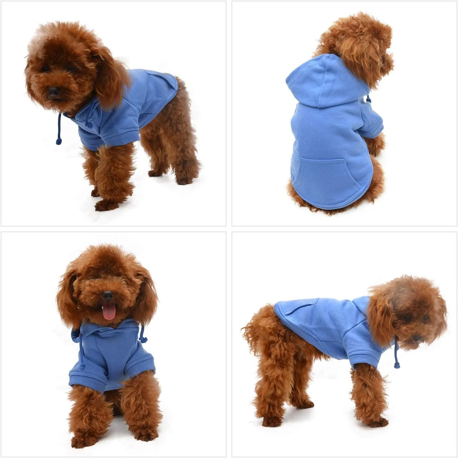 Lovelonglong Blank Basic Hoodie Sweatshirt for Dogs 100% Cotton Fits Small Medium Dachshund Large Dog Royle Blue 3XL