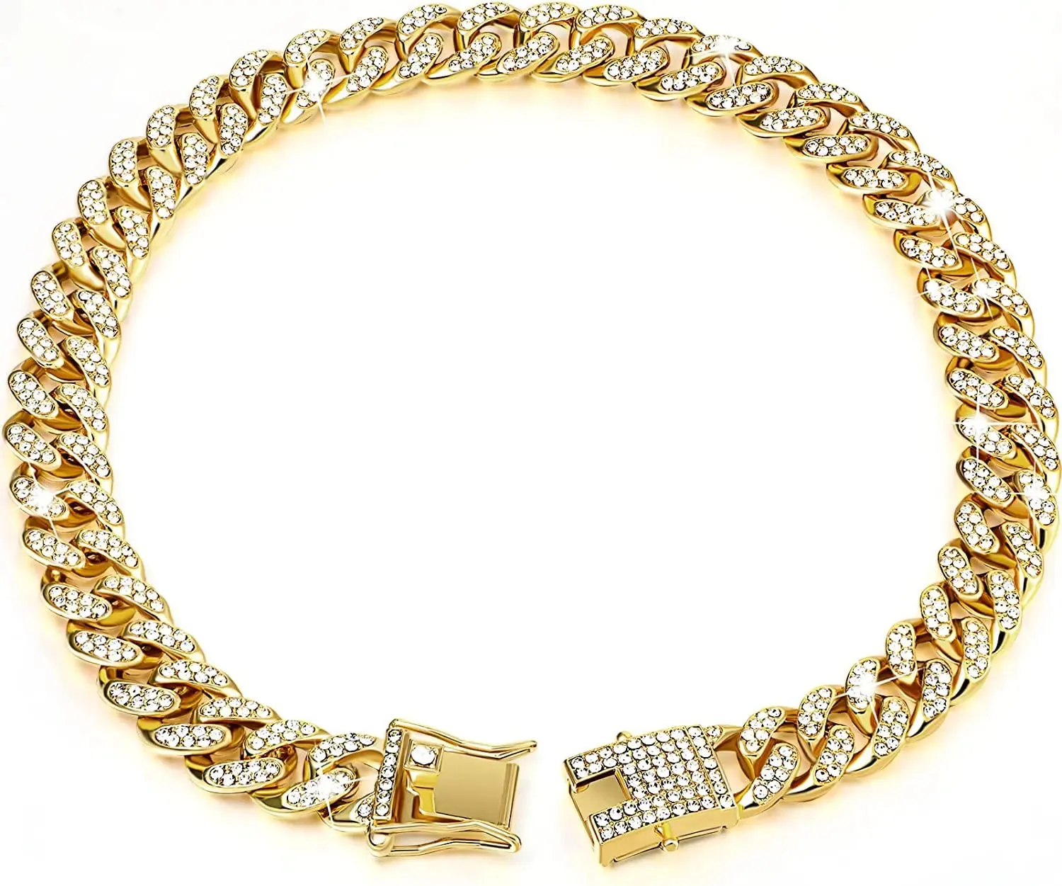 Luxury Gold Dog Chain Collar Cuban Chain Link Choke Collar for Small Medium Large Dogs