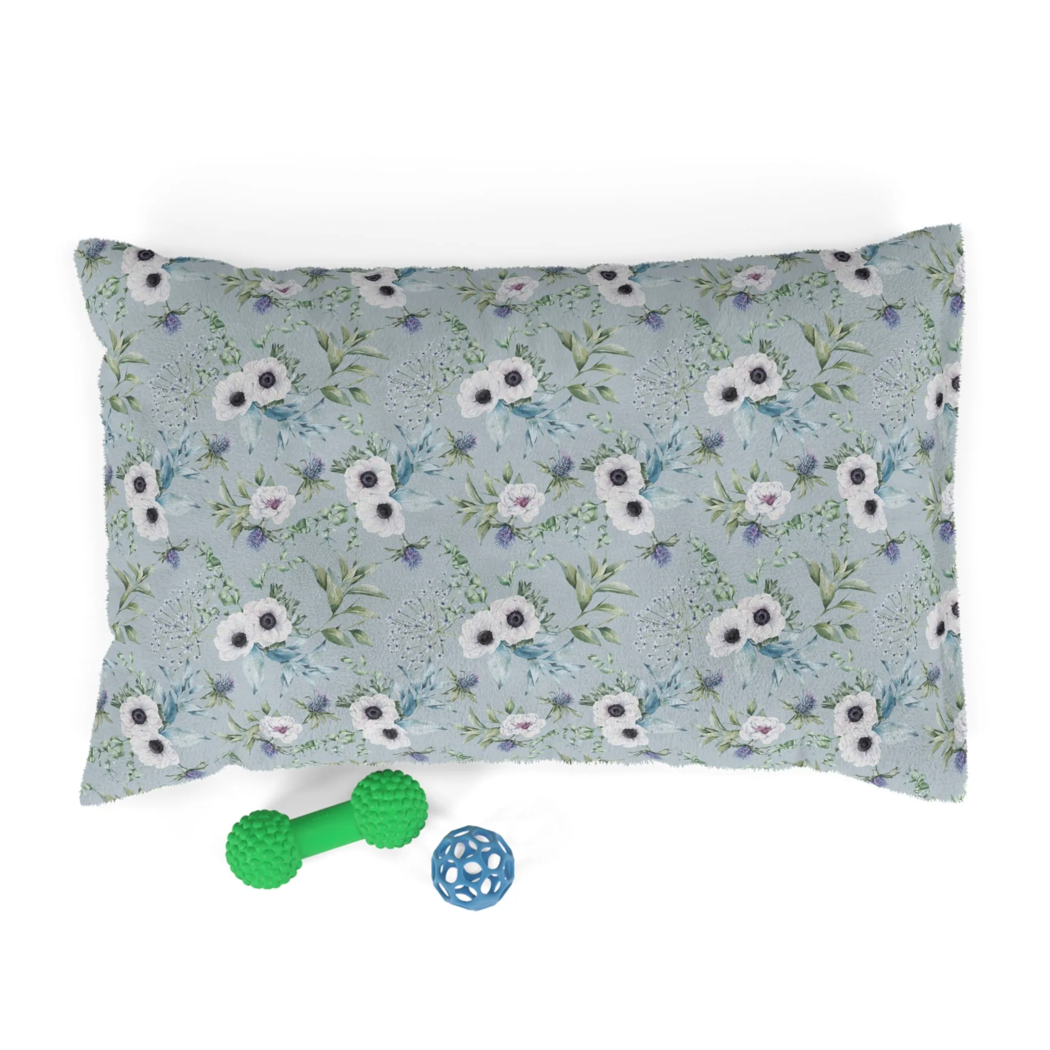 Luxury Pet Bed, feather soft fleece, Blue Scottish Floral