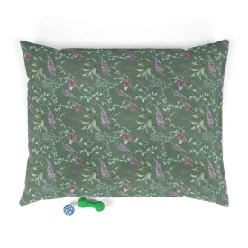 Luxury Pet Bed, feather soft fleece, Green Scottish Floral