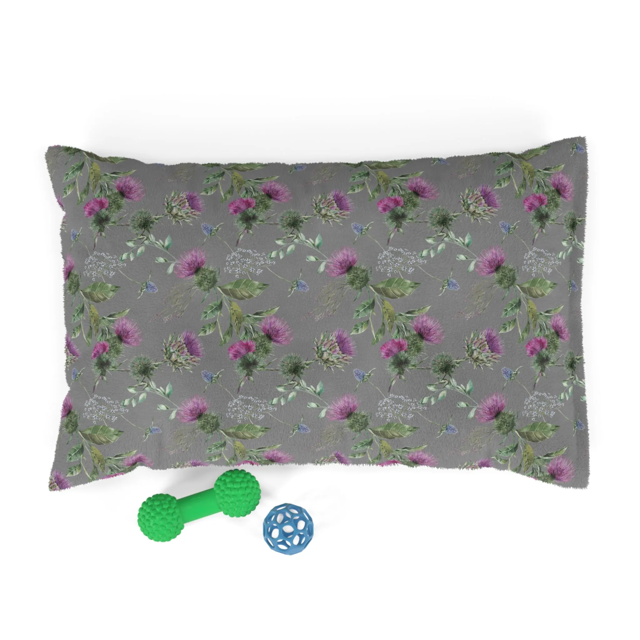 Luxury Pet Bed, feather soft fleece, Scottish Floral  Thistle