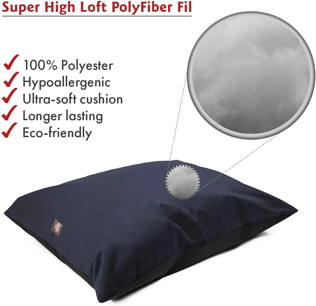 Majestic Pet Rectangle Large Dog Bed Washable  Non Slip Comfy Pet Bed  Dog Crate Bed Super Value Pillow Dog Bed  Dog Kennel Bed for Sleeping - Dog Bed Large Breed 46 x 35 Inch  Velvet Navy