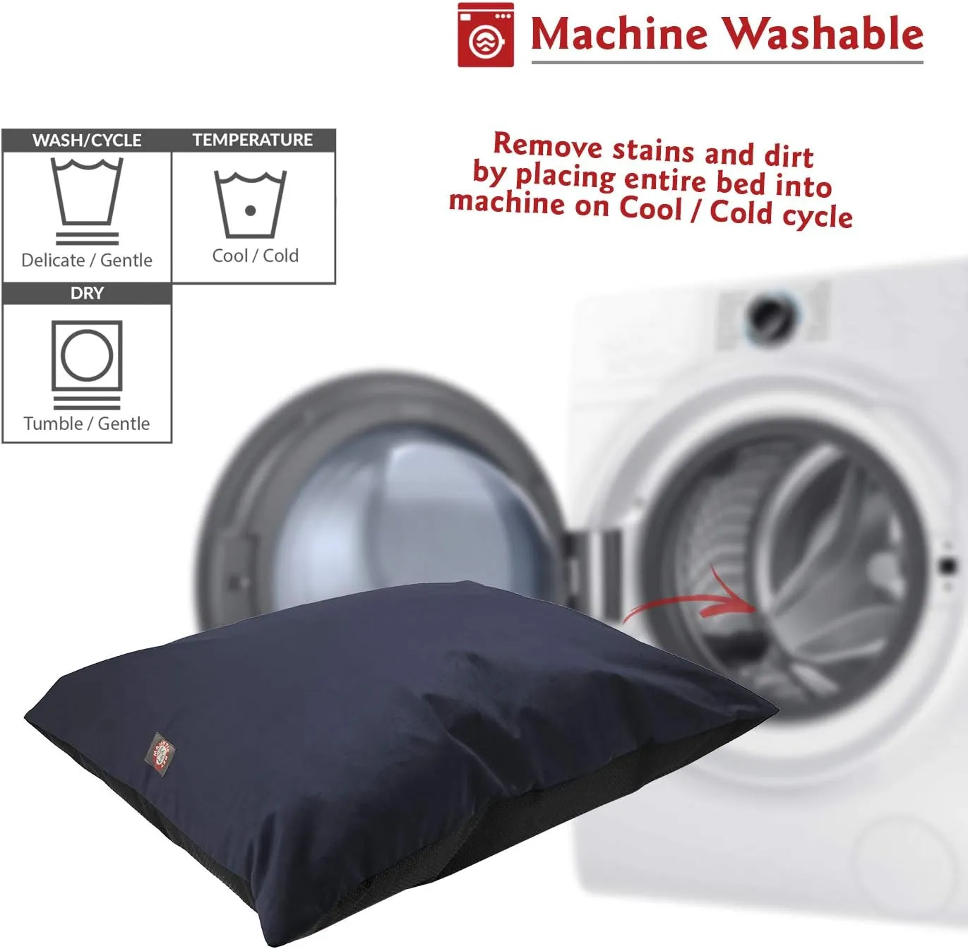 Majestic Pet Rectangle Large Dog Bed Washable  Non Slip Comfy Pet Bed  Dog Crate Bed Super Value Pillow Dog Bed  Dog Kennel Bed for Sleeping - Dog Bed Large Breed 46 x 35 Inch  Velvet Navy