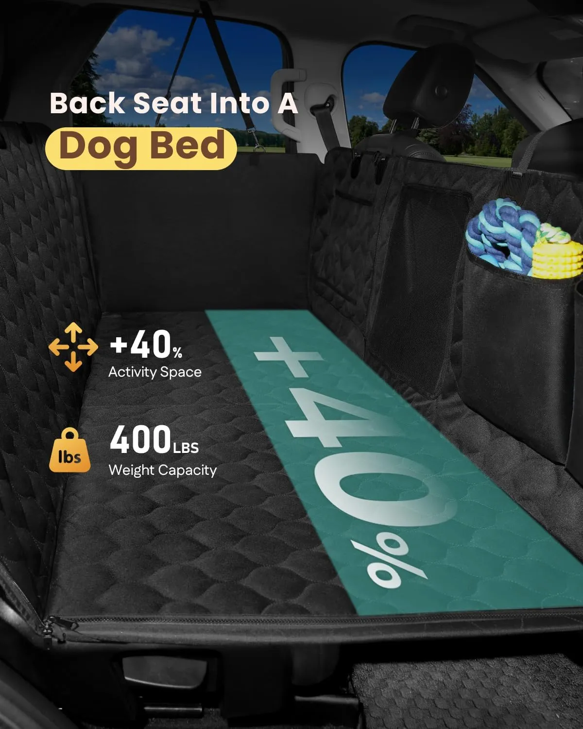 MIDOG Back Seat Extender for Dogs - [2025 Upgraded] Hard Bottom Car Seat Cover Holds 400lbs,Anti-Slip and Anti-Scratch,Compatible with Child Seat,Perfect for SUV & Car(Black, L)