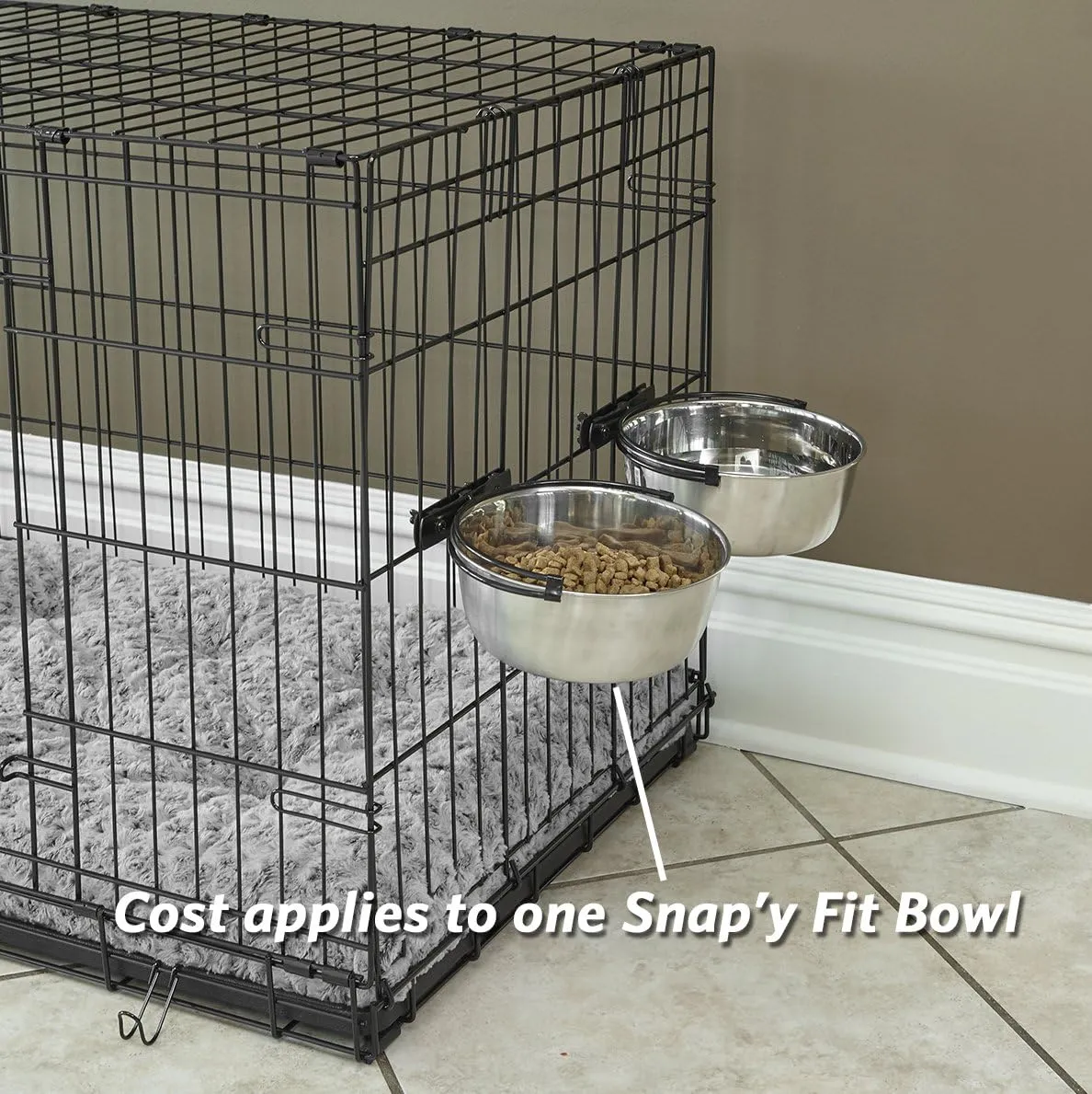 MidWest Homes for Pets Snap'y Fit Stainless Steel Food Bowl/Pet Bowl, 2 qt. for Dogs & Cats (42), Silver