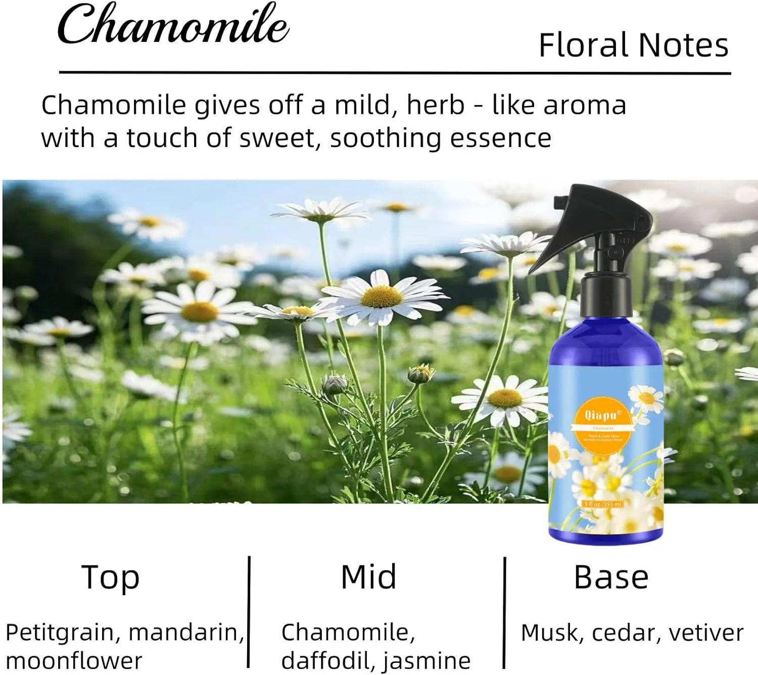 Natural Bedroom Linen Spray Scented Room Mist with Plant Extracts Long Lasting Freshness for Sheets, Pillows & Curtains  9oz 2BottleChamomile   Oud 