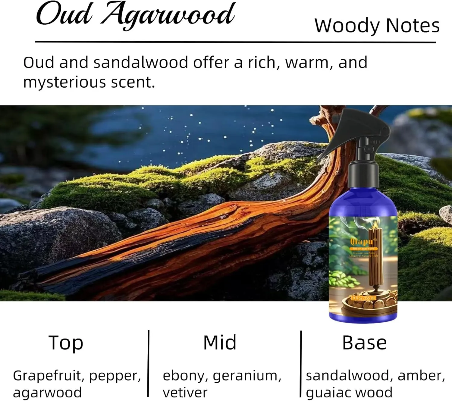 Natural Bedroom Linen Spray Scented Room Mist with Plant Extracts Long Lasting Freshness for Sheets, Pillows & Curtains  9oz 2BottleChamomile   Oud 