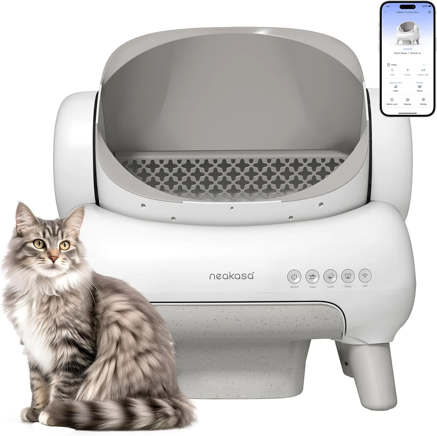 Neakasa M1 Lite Open-Top Self Cleaning Cat Litter Box, Automatic Cat Litter Box with APP Control, Safety Protection, 1 Roll Waste Bag