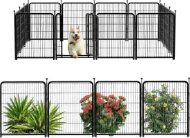 Outdoor Dog Playpen 40inch 14 Panels, Puppy Playpen Indoors, Metal Dog Pen Heavy Duty Pet Puppy Exercise Pen for Rv Camping Garden Yard, Wide Door Low Threshold Pet Fence Total 31 Ft(L)