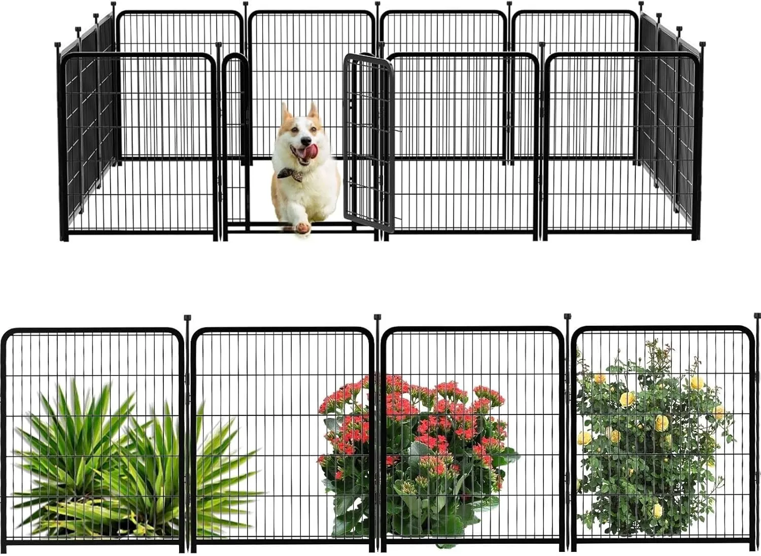 Outdoor Dog Playpen 40inch 14 Panels, Puppy Playpen Indoors, Metal Dog Pen Heavy Duty Pet Puppy Exercise Pen for Rv Camping Garden Yard, Wide Door Low Threshold Pet Fence Total 31 Ft(L)