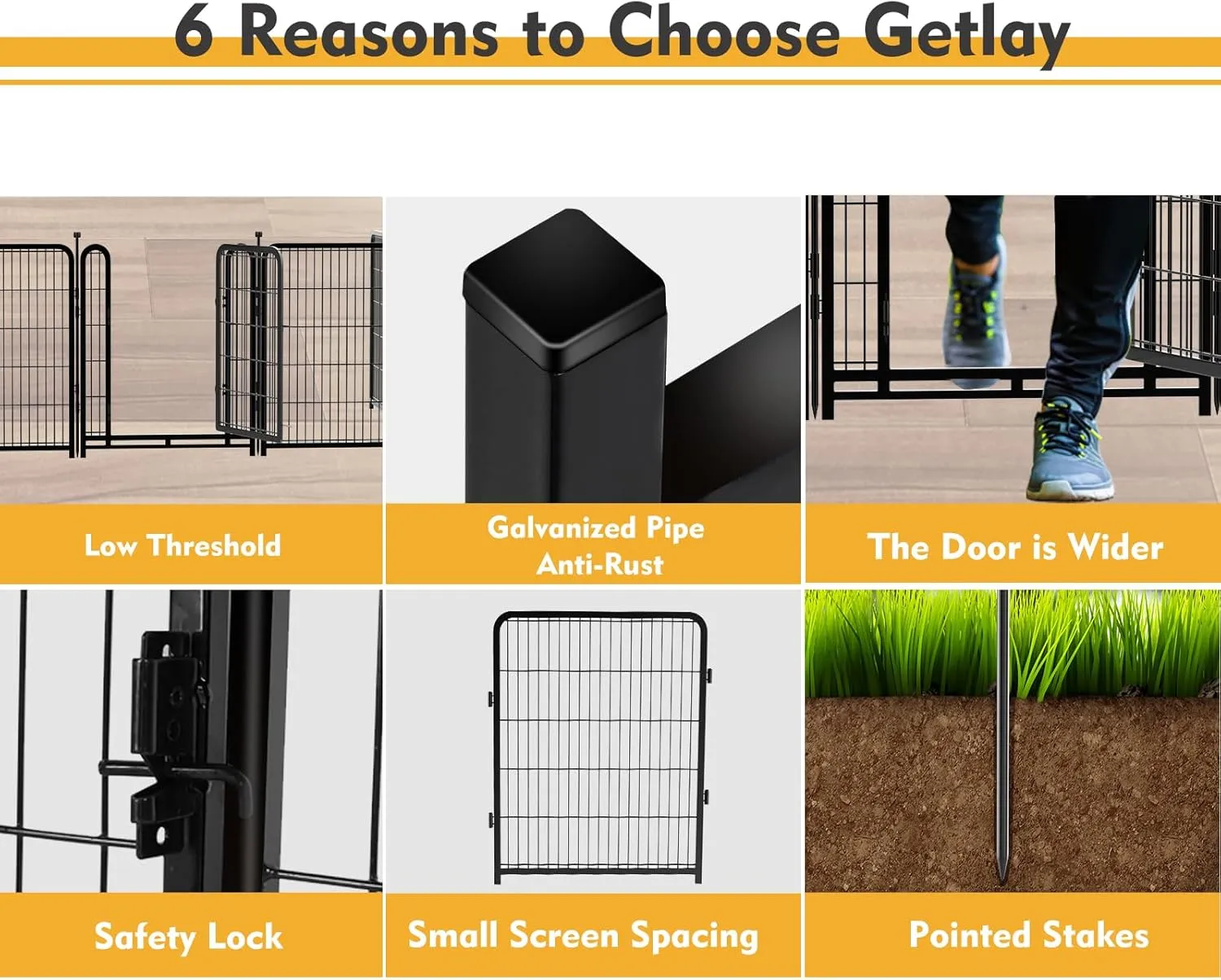 Outdoor Dog Playpen 40inch 14 Panels, Puppy Playpen Indoors, Metal Dog Pen Heavy Duty Pet Puppy Exercise Pen for Rv Camping Garden Yard, Wide Door Low Threshold Pet Fence Total 31 Ft(L)