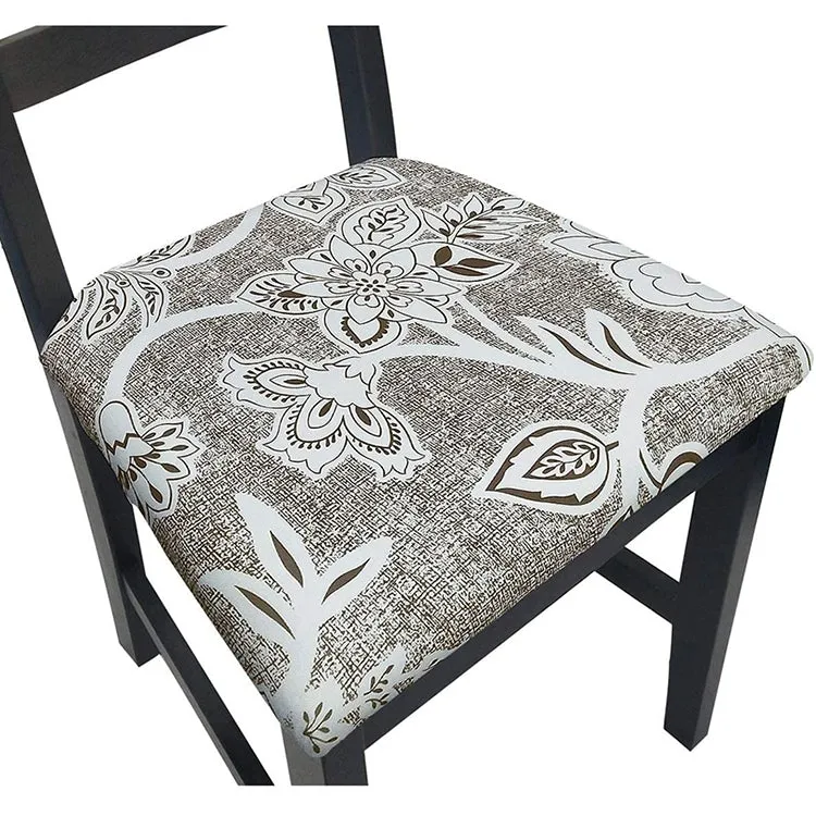Pattern Stretchable Dining Chair Seat Cover Red with Golden Pattern