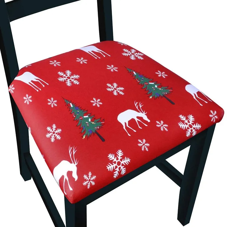 Pattern Stretchable Dining Chair Seat Cover Red with Golden Pattern