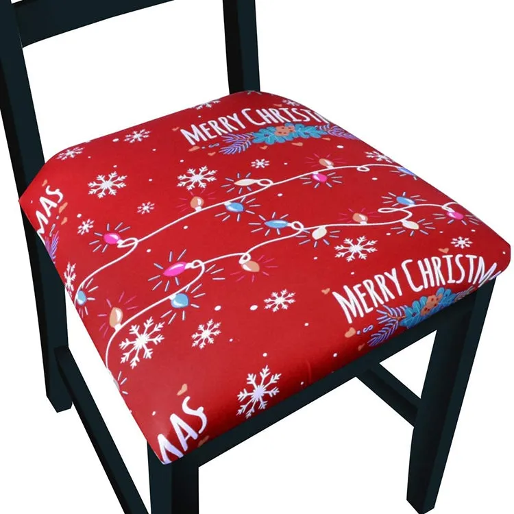 Pattern Stretchable Dining Chair Seat Cover Red with Golden Pattern