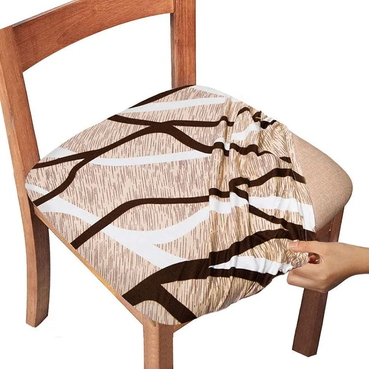 Pattern Stretchable Dining Chair Seat Cover Red with Golden Pattern