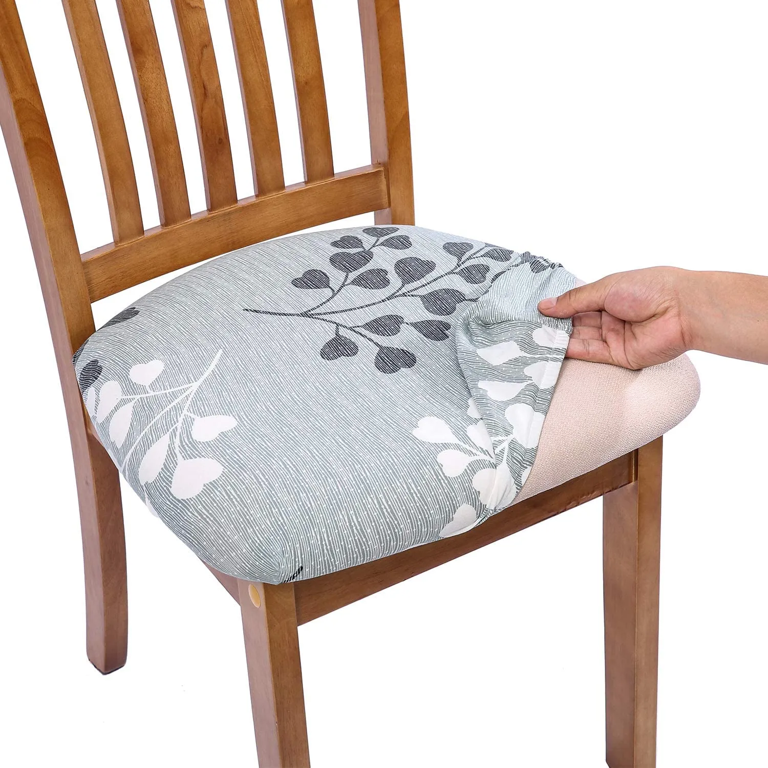 Pattern Stretchable Dining Chair Seat Cover Red with Golden Pattern