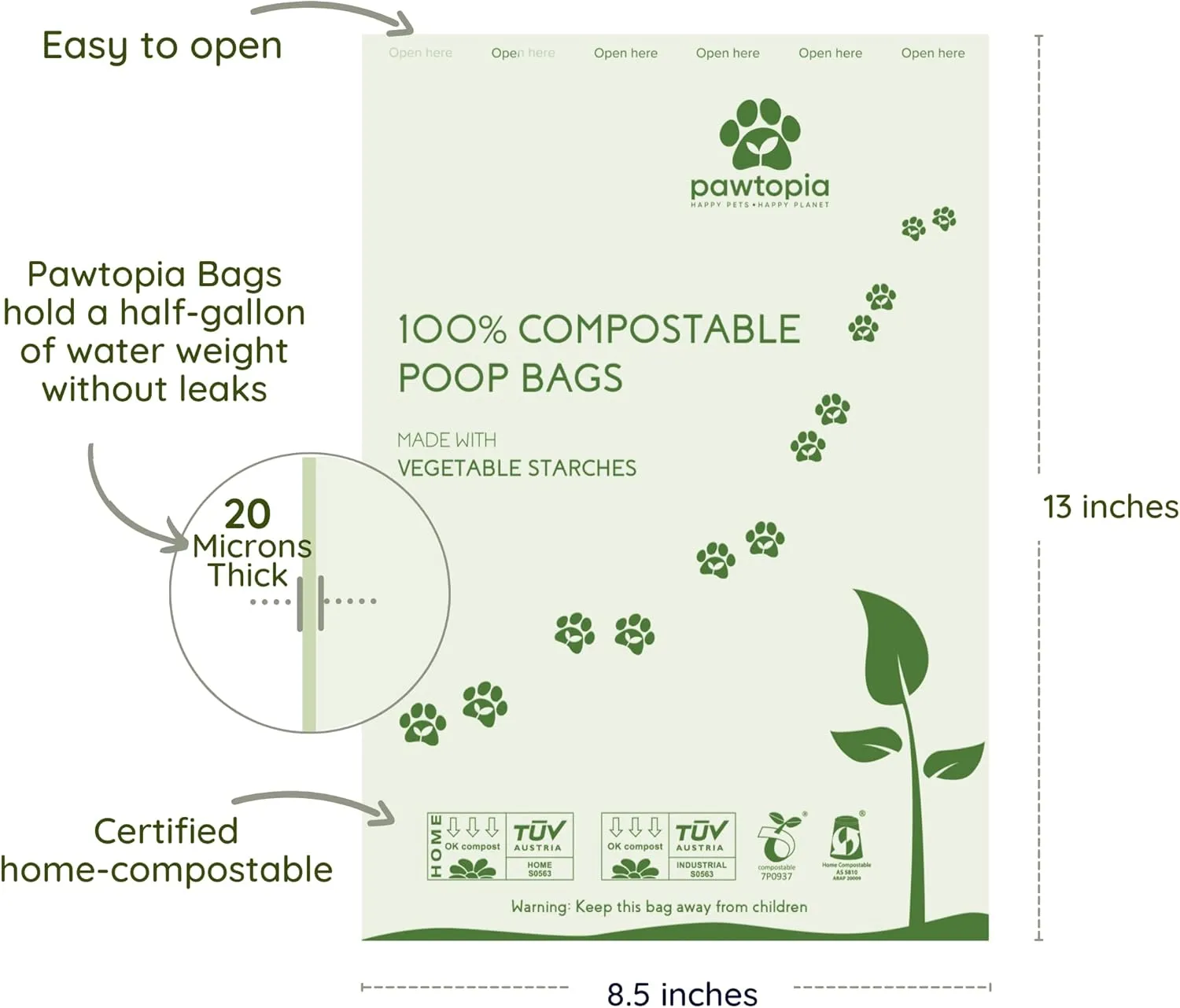 Pawtria Certified Home Compostable Dog Poop Bags (120 Bags   Pink Poop Bag Carrier), Biodegradable Poop Bags, Vegetable Starches, Leak proof Dog Waste Bags, Light-weight silicone made bag carrier