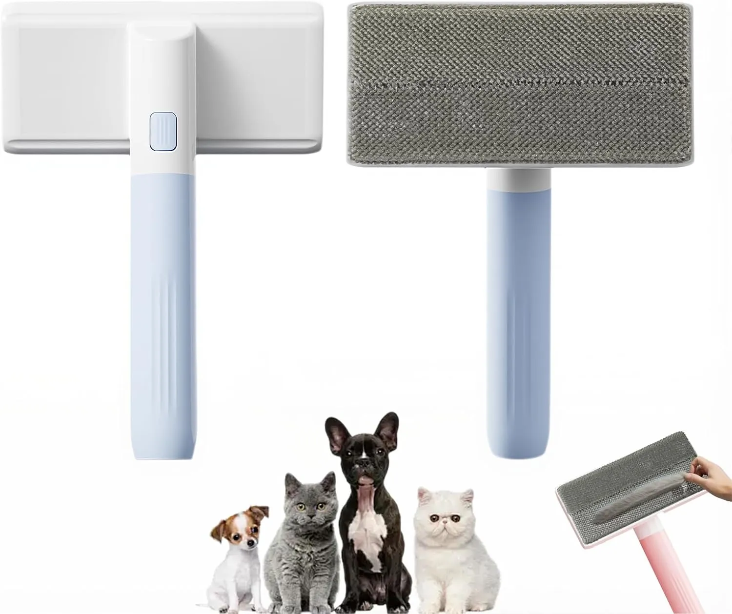 Pet Hair Remover Brush for Furniture and Carpet, 6.5-Inch Reusable Lint Cleaner for Dog & Cat Hair, Detachable, Washable & Eco-Friendly  Gentle on Fabric, Powerful on Fur (Blue)