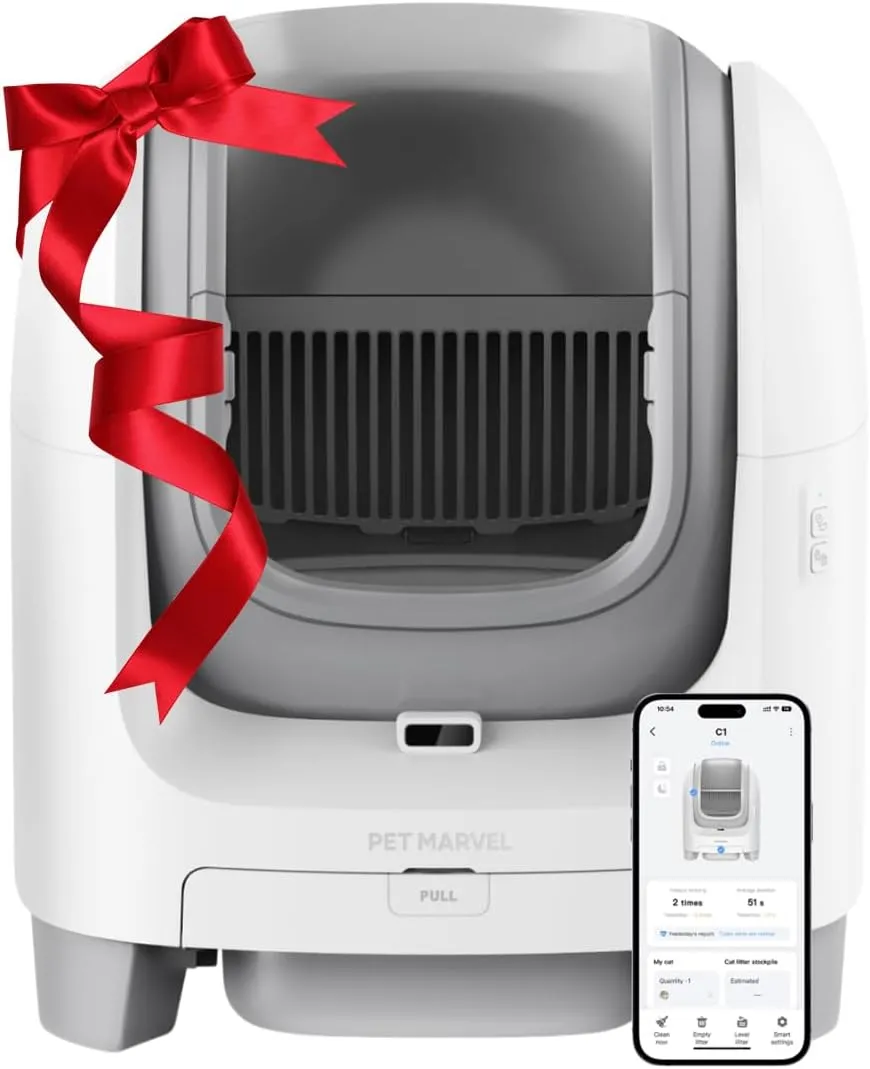 PET MARVEL Self-Cleaning Litter Box, Open-Top Automatic Litter Box for Cats, 70L Large Space for Multiple Cats, APP Control/Easy to Clean/Safety Protection/with Waste Bags
