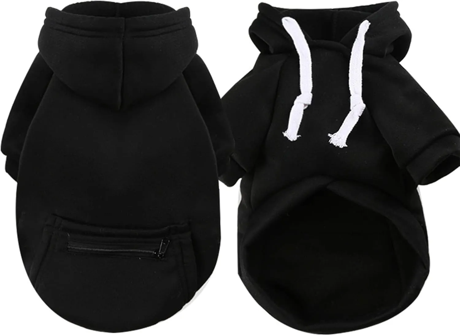 PETCARE Small Dog Sweater Hoodies Pet Black Hooded Soft Fleece Sweatshirts with Pocket Fall Winter Puppy Cat Sweaters Warm Clothes for Small Dogs Shih Tzu Yorkies French Bulldog Outfits Costume