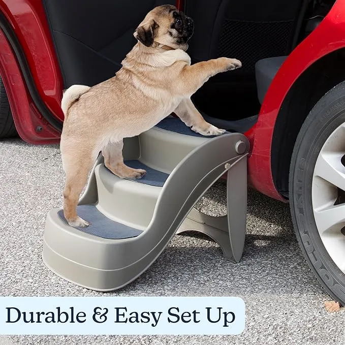 PETMAKER Pet Stairs Indoor Or Outdoor Ramp With 3 Step Design Cat Or Dog Steps For Home And Vehicle
