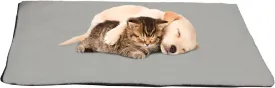 PETMAKER Self Warming Cat Mat - 25x18in Thermal Dog Crate Pad with Removable Washable Sherpa Cover and Reflective Insulation Layer for Self Heating - Pet Supplies for Small Dogs and Cats (Gray)