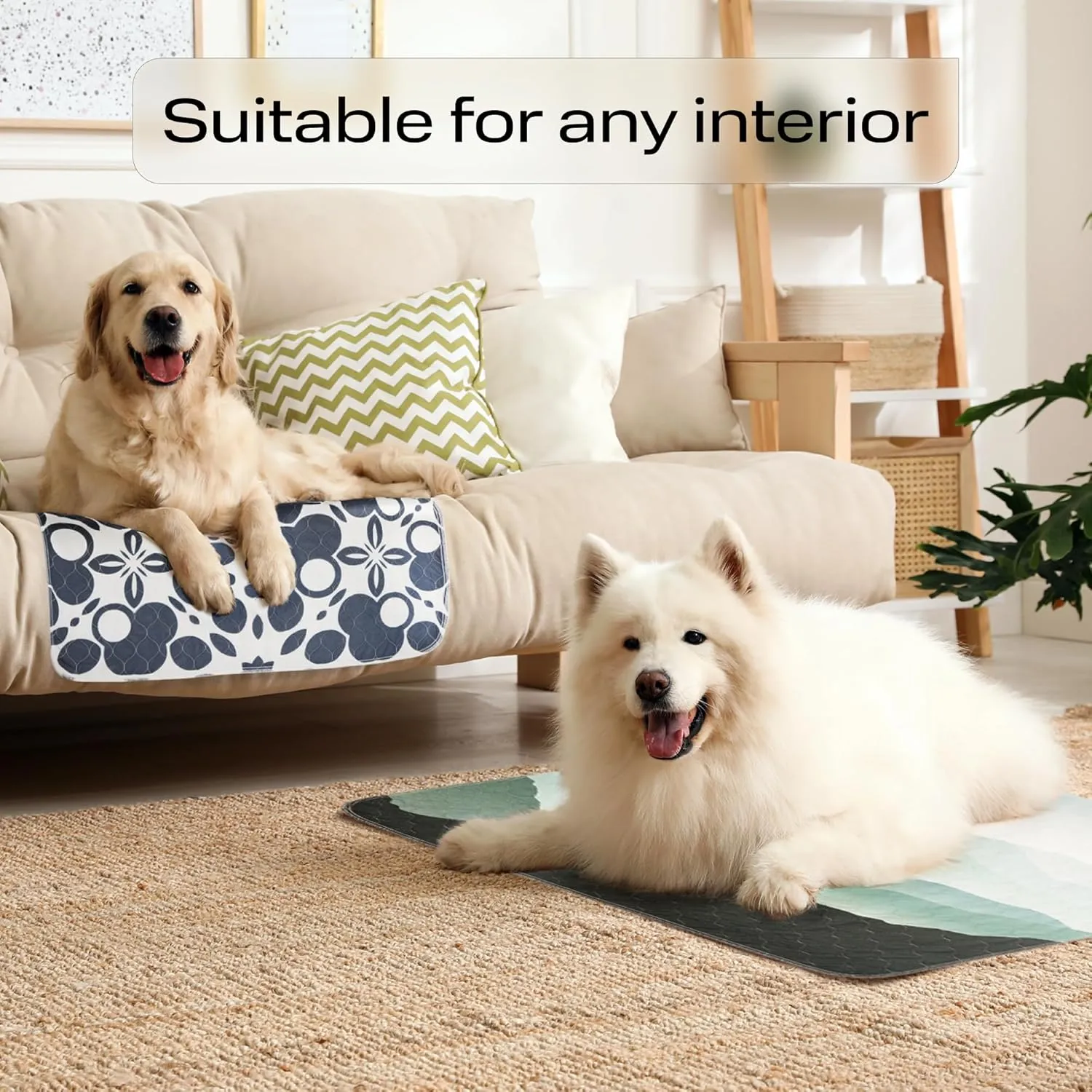 PetSpy Washable Pee Pads for Dogs 2-pack (18x41) - Waterproof Reusable Puppy Pads No-slip Surface - Stylish Dog Potty Training Pads Protect Against Leakage Small Medium Large Dogs, Oriental
