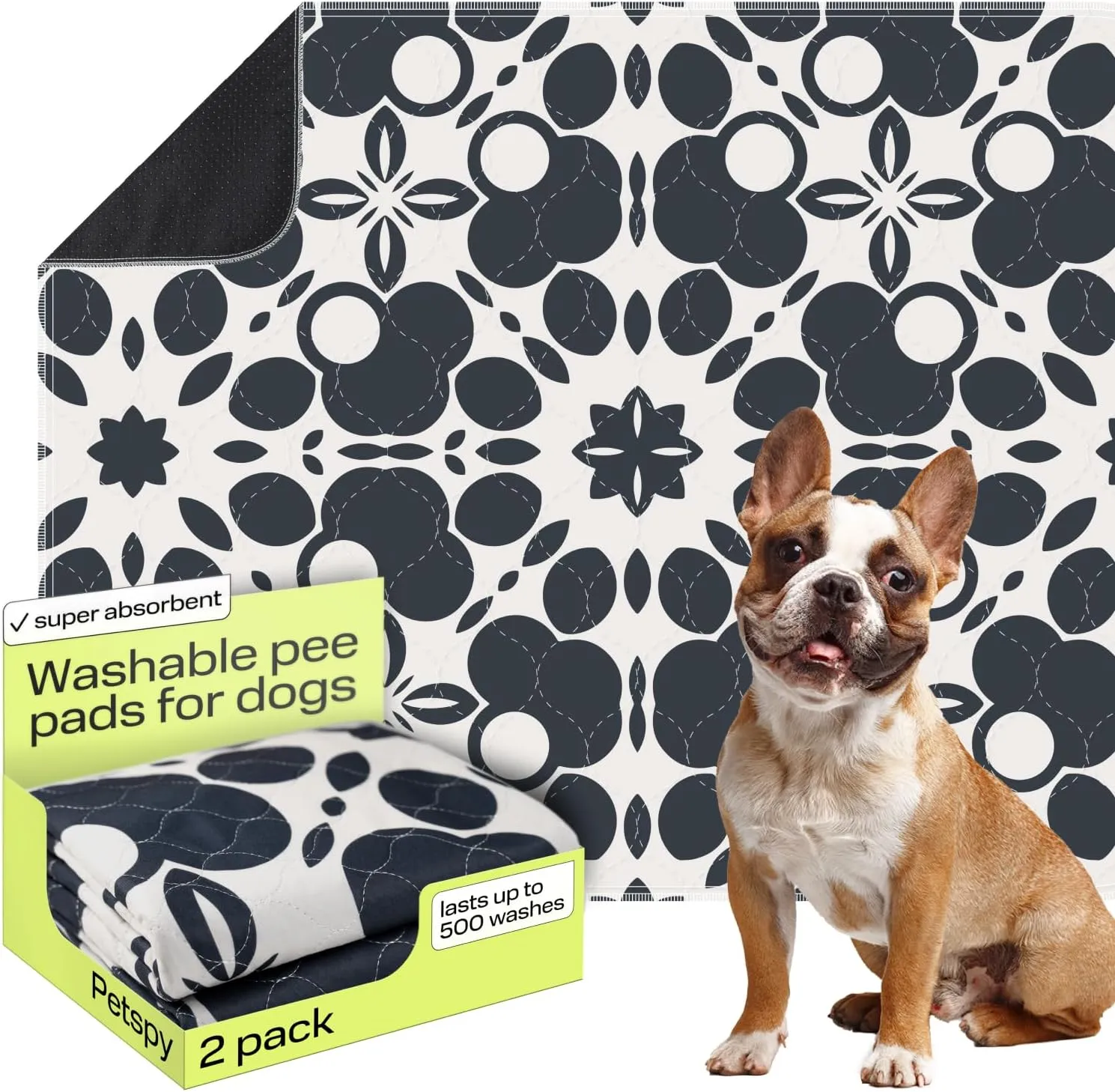 PetSpy Washable Pee Pads for Dogs 2-pack (18x41) - Waterproof Reusable Puppy Pads No-slip Surface - Stylish Dog Potty Training Pads Protect Against Leakage Small Medium Large Dogs, Oriental