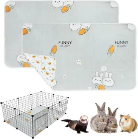 PINVNBY 2 Pack Guinea Pig Cage Liner, 47.2" x 27.56" Washable Pee Pads for Rabbit Waterproof Reusable Guinea Pig Mat Fast and Super Absorbent Bedding for Small Animals Rabbit Hamster Chinchillas