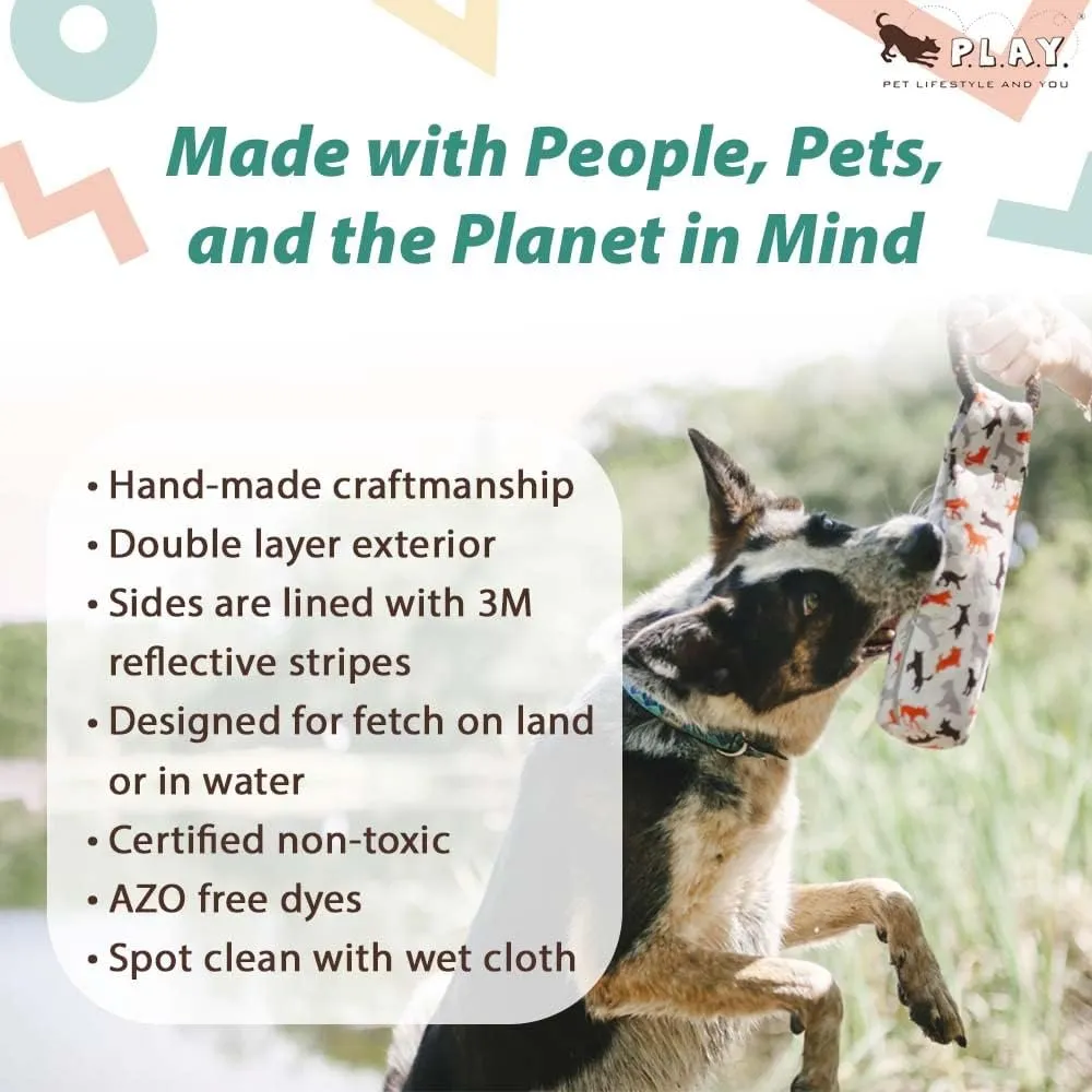 P.L.A.Y. Cute Outdoor Dog Toys - Toss & Float Durable Training Fetch Rope Toy, Great for Puppies & Small, Medium, Large Dogs - Floats in Water, 3M Reflective Strips, Beach Friendly (Vanilla, Large)