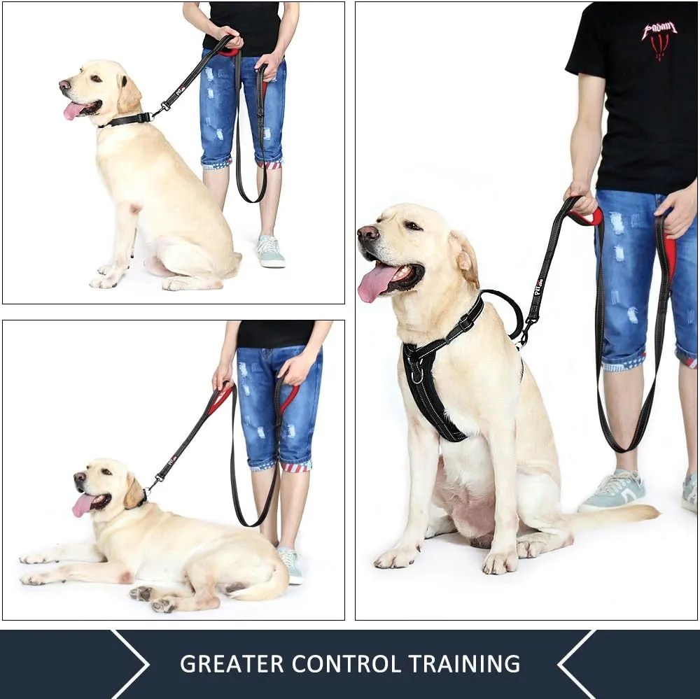 Plutus Pet Double Handle Dog Leash 6ft Long, Padded 2 Handle, Heavy Duty, Reflective Training Leash for Medium Large Dogs, Dual Handle Lead (Black)