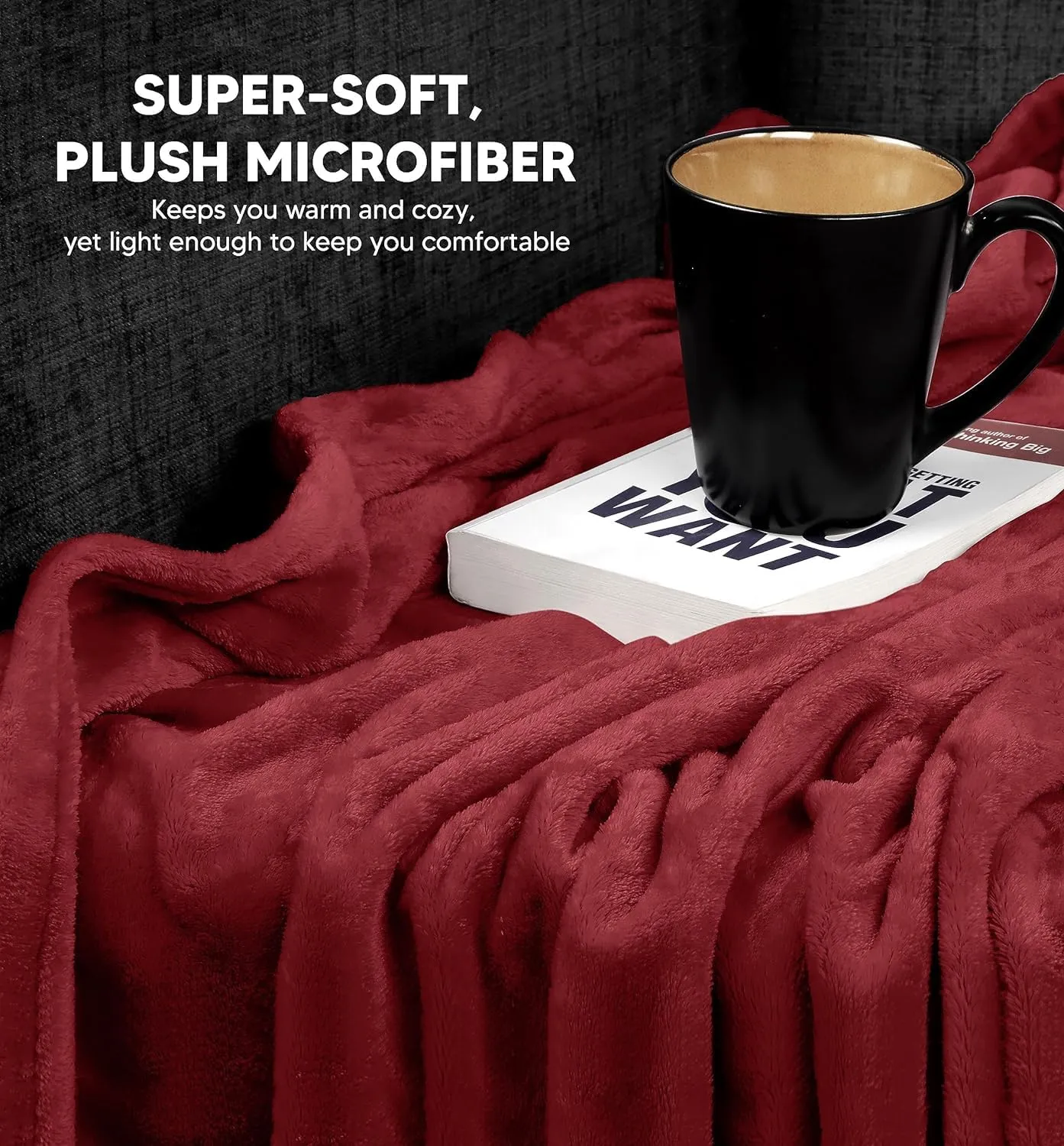 Polar Fleece Throw Blanket for Couch, Twin Bed, Chair, Kids, Adults, Pets 50x60 Soft Cozy Reversible Throw Blanket (Brick Red)