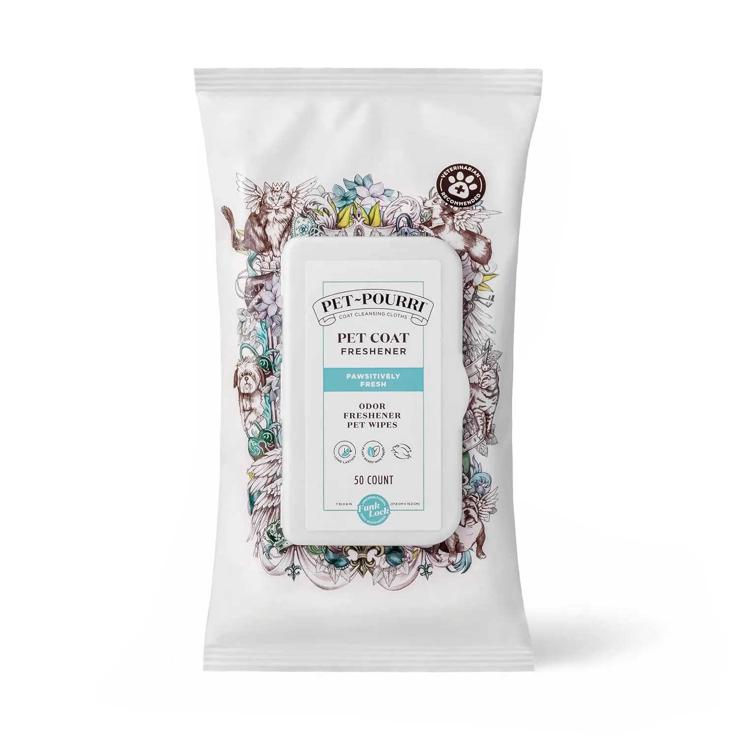 Poo-Pourri Pawsitively Fresh Deodorizing Pet Wipes  Quick Cleaning Wipes for Dogs & Cats  Plant Based Ingredients  Vet Recommended  Cleaner Odor Remover Wipes for Paw, Fur & Skin Soothing