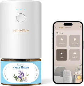 SF101S Smart Wi-Fi Waterless Ultrasonic Essential Oil Diffuser100% Plant-Based,120-Day Natural Air Freshener & Aromatherapy scent Diffuser Covers 100 for Home,Hotel-Coastal Blossom