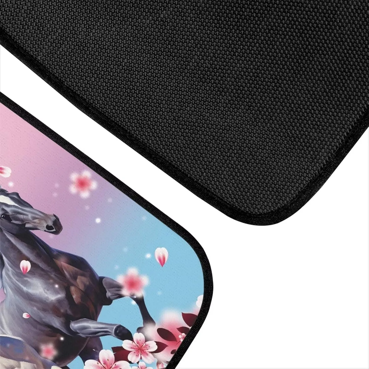 Showudesigns Flower Horse Car Floor Mats for Women 4-Piece All Weather Foot Pads Universal Fit for SUV,Trucks,Sedans,Vans Front & Rear Floor Mat Pink Cherry Blossom Floral