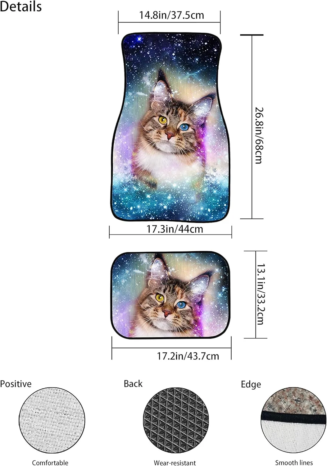 Showudesigns Galaxy Wolf Car Floor Mats Purple Carpet Car Decor Non Slip Automobile Mats Dog Mats for Floor Universal Fit 4-Piece Heavy Duty All Weather Floor Mats