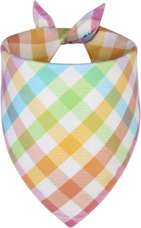 Spring Dog Bandana XLarge 1PCS, Colorful Plaid Dog Bandana, Easter Scarf for Boy and Girl, Summer Durable Triangle Reversible Bibs for Puppy Pet